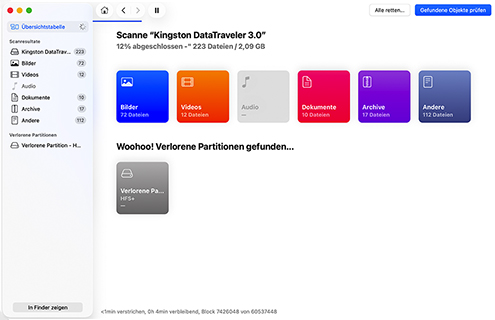 Warten Sie, bis Disk Drill Ihr Laufwerk scannt