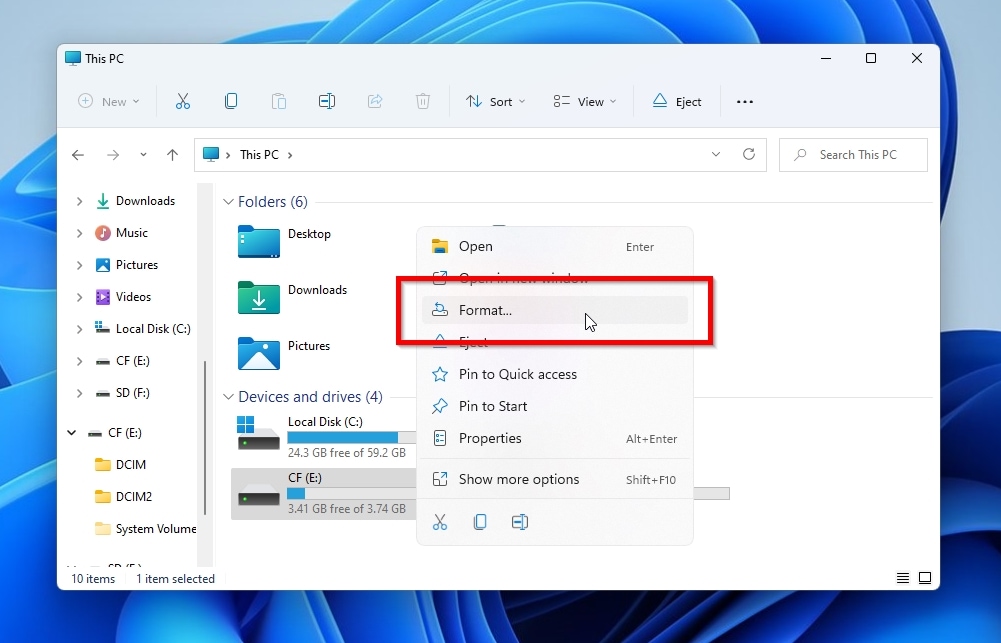 Windows File Explorer Format