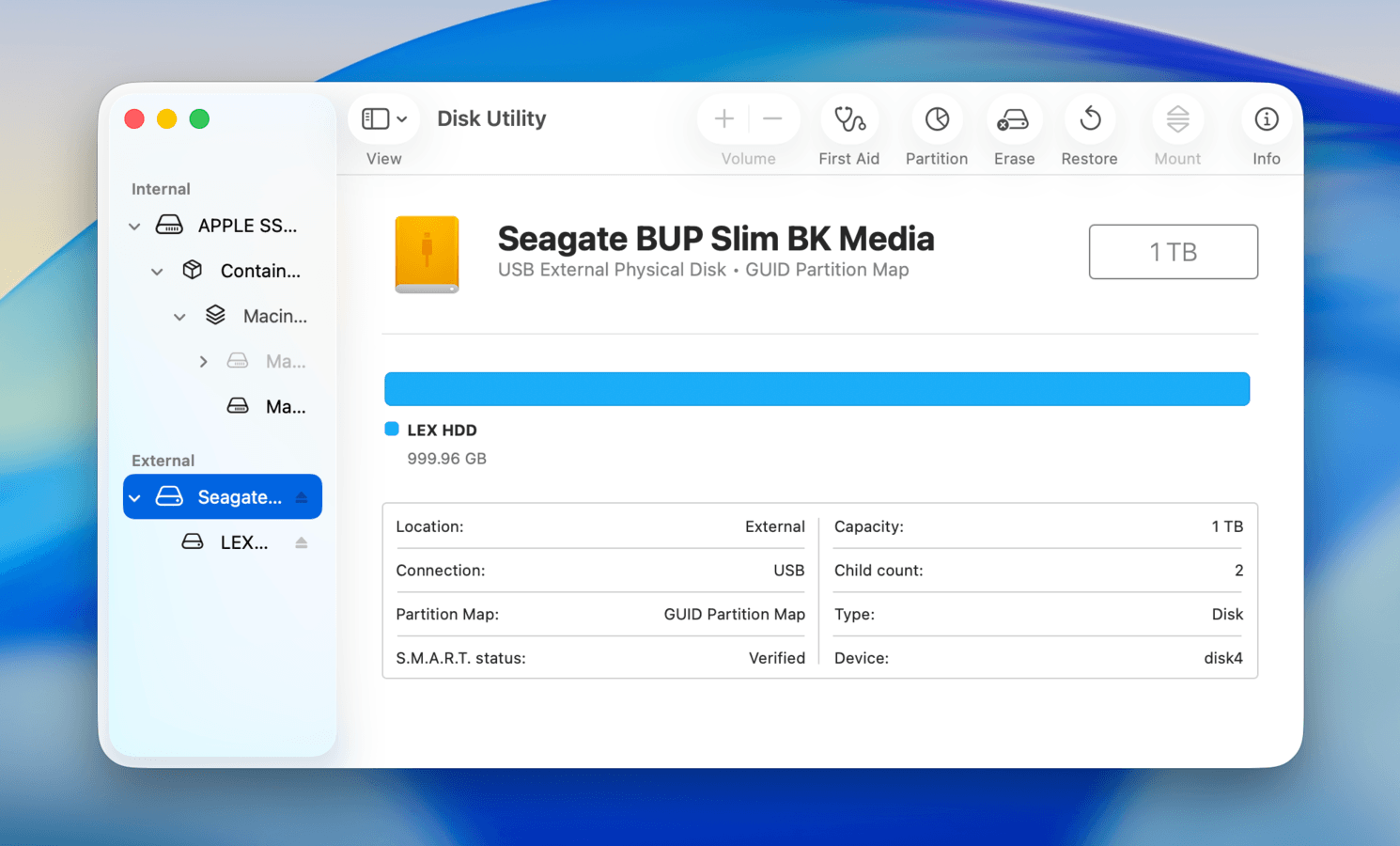 First Aid button in Disk Utility
