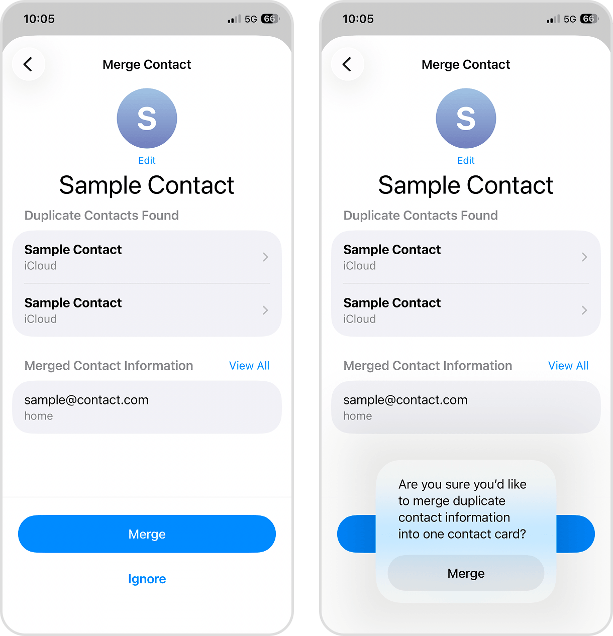 Merging duplicates in the iOS Contacts app