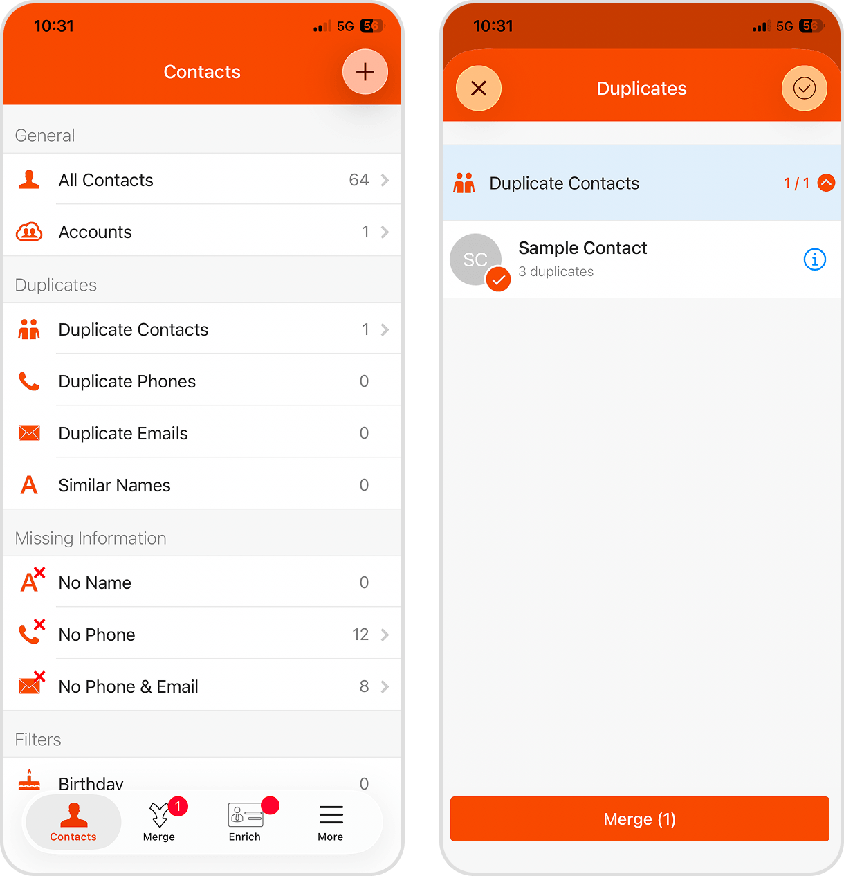 Easy Cleaner duplicate contacts cleaner