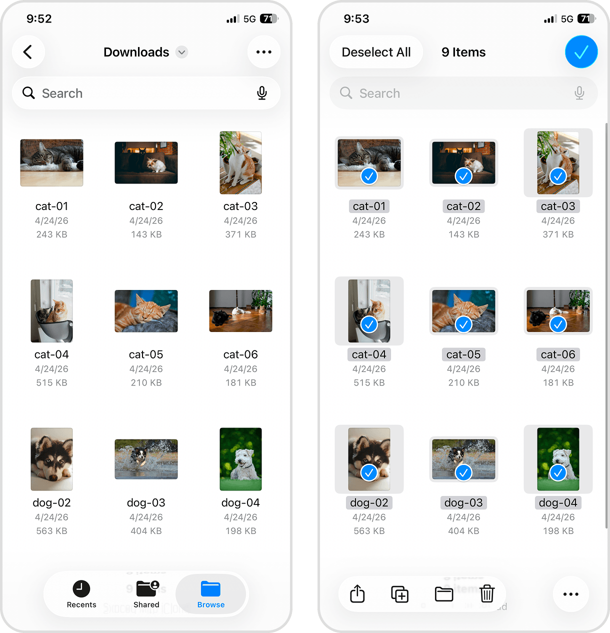 Deleting downloads in the Files app