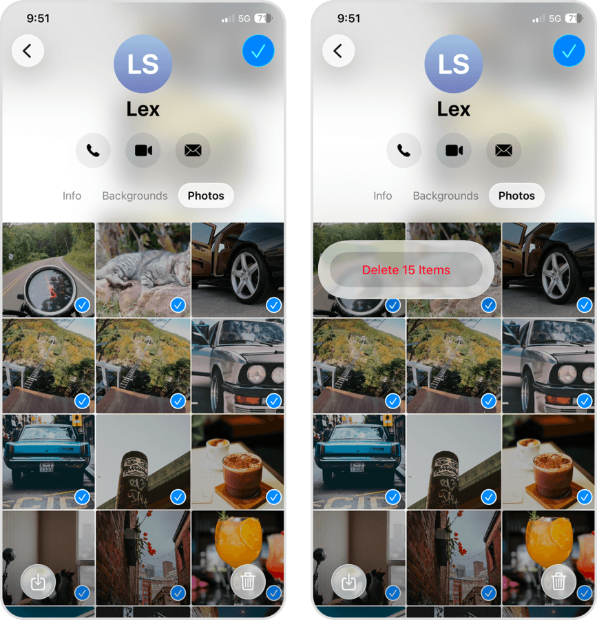 Deleting attachments in iOS Messages