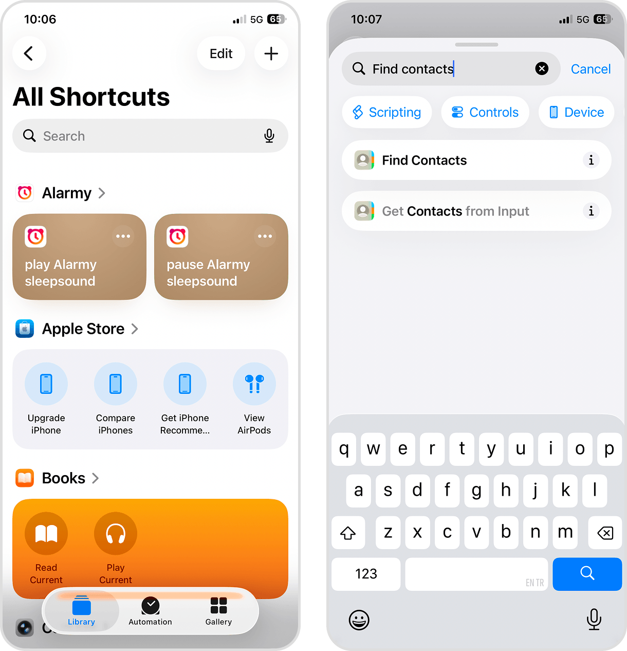 Adding "Find Contacts" search action in iOS Shortcuts