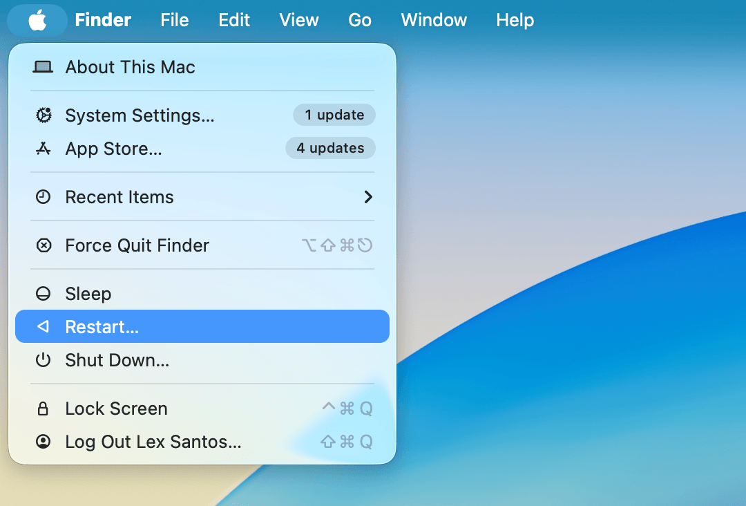 Restart button on Mac