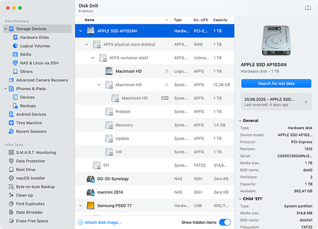 Data Recovery for Mac OS 10.5.0 or newer